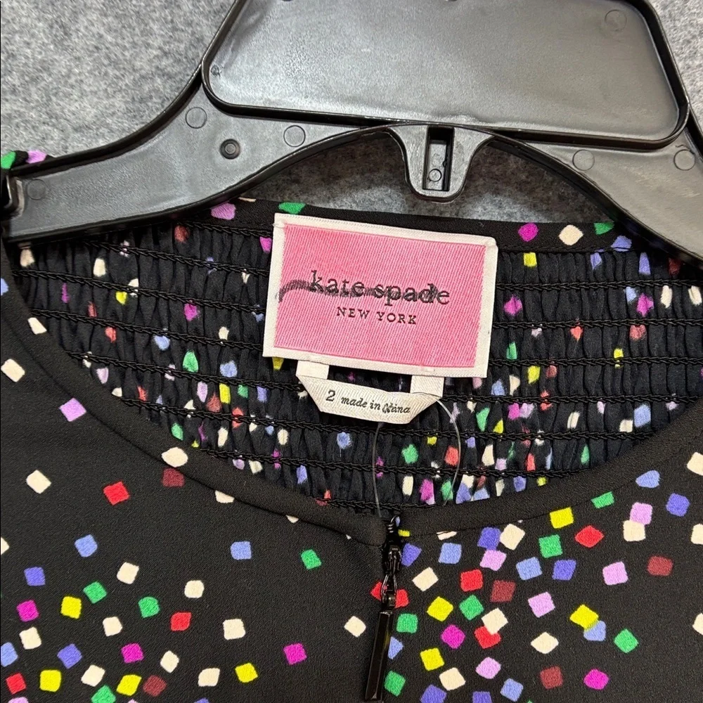 kate spade new york Confetti Pop Dress Size 2 Smocked Ruffle Tiered Colorful
